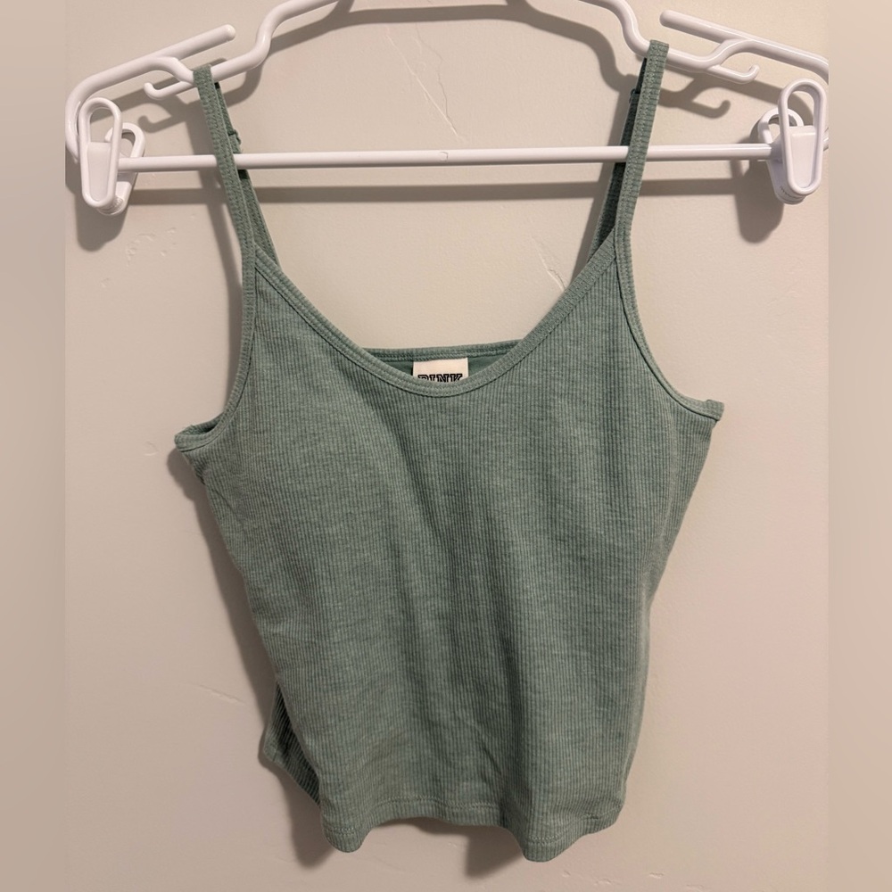 PINK by Victoria’s Secret Green Ribbed Tank Top